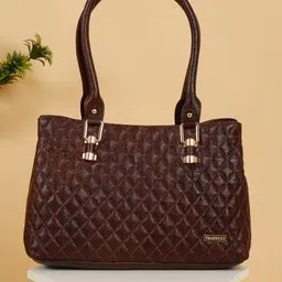 Teakwood Leathers Textured Leather Handheld Bag with Quilted-54