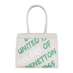 United Colors of Benetton Typography Printed Structured Handheld Bag-image-66