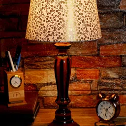 Foziq Brown Printed Wooden Table Lamps-22