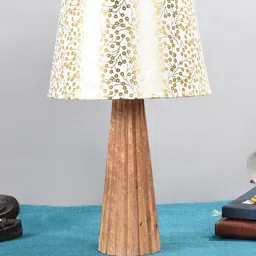 foziq Brown & White Printed Wooden Table Lamps-20