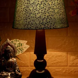 Foziq Brown & Green Printed Wood Table Lamp-picture-6