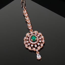 Estele Rose Gold-Plated CZ-Studded Maang Tika-74