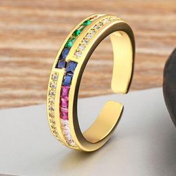 ZIVOM 18K Gold-Plated Cubic Zirconia-Studded Open Back Ring-image-20