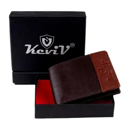 Keviv Men Brown & Tan Leather Two Fold Wallet-image-17