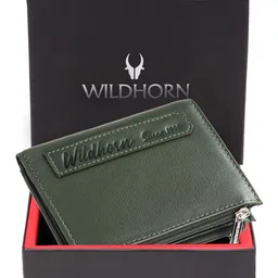 WildHorn Men Green Leather Two Fold Wallet-image-67