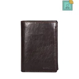 Sassora Men Brown Zip Detail Leather Two Fold Wallet-image-66