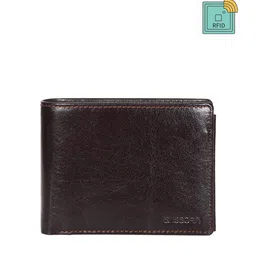 Sassora Men Brown Zip Detail Leather Two Fold Wallet-image-64