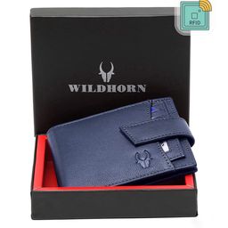 WildHorn Men Blue Solid RFID Protected Genuine Leather Two Fold Wallet-42