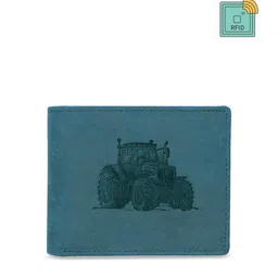 WildHorn Men Blue Solid RFID Protected Genuine Leather Two Fold Wallet-56