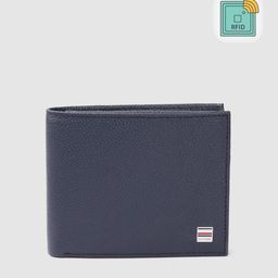 Tommy Hilfiger Men Navy Blue Textured Leather Two Fold Wallet-image-92