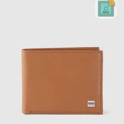 Tommy Hilfiger Men Tan Brown Saffiano Textured Leather Two Fold Wallet with RFID-image-30