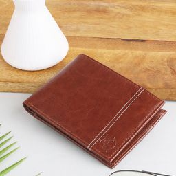 ZEVORA Men Brown Leather Two Fold Wallet-image-21