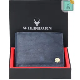 WildHorn Men Blue Textured Two Fold Wallet-image-84