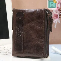Teakwood Leathers Unisex Brown Leather RFID Protected  Two Fold Wallet-14