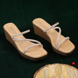 Monrow Embellished Open Toe Wedges-32