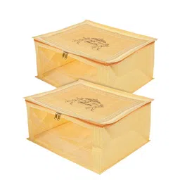 Kuber Industries Set of 2 Gold-Coloured Printed Non-woven Foldable Saree Cover With Transparent Window-9