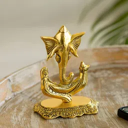 ExclusiveLane Gold Toned Ganapati Idol Decorative Showpiece Figurine-image-7