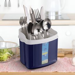 SELVEL Blue Textured BPA Free Cutlery Holder Case-image-2