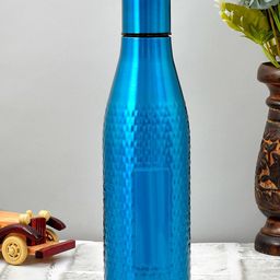 Kuber Industries Blue Solid Smart Vaccum Stainless Steel Water Bottle-image-17