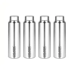 Classic Essentials Silver-Toned 4 Pieces Stainless Steel Water Bottles 1 L Each-25