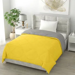 RF RELAXFEEL Yellow & Grey Microfiber Heavy Winter 233 GSM Double Bed Quilt-image-19