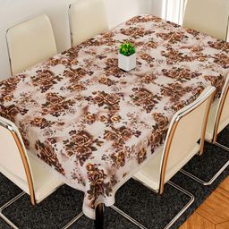 Kuber Industries Brown & Cream-Coloured Floral Printed Jute Table Protector Cover-16