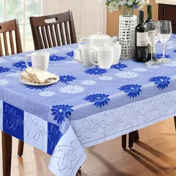 Dakshya Industries Blue & White Floral Pure Cotton Table Cover-51