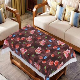 Kuber Industries Maroon & Blue Printed 4-Seater Table Cover-23
