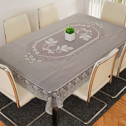 Dakshya Industries Brown Floral Self-Design Cotton 6-Seater Rectangle Table Cover-8