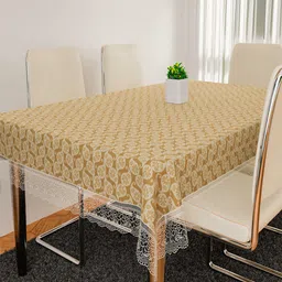 Kuber Industries Gold-Toned Printed 6 Seater Dining Table Cover-12