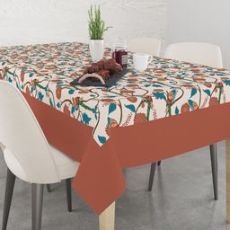 Astitva Unisex Cream & Brown Floral Cotton 8-Seater Table Covers-58
