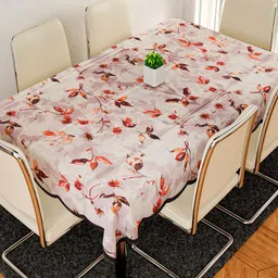 Kuber Industries Cream & Brown Printed Square 6 Seater Table Cover-20