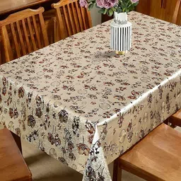 Dakshya Industries Gold-Toned Ethnic Motifs Waterproof Plastic 6-Seater Table Cover-58