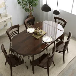 Clasiko Transparent PVC Anti Slip Oval 6 Seater Dining Table Cover-51