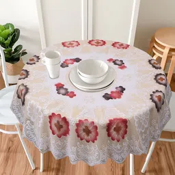 Dakshya Industries Beige Printed Cotton  Round 4 Seater Table Cover-14