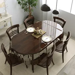 Clasiko Transparent PVC Anti Slip 6 Seater Table Cover-24
