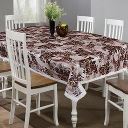 Kuber Industries White & Brown Dining Table Cover-13