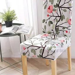 HOUSE OF QUIRK White Floral Printed 71" x 55" Waterproof Table Cover with 4 Chair Covers-31