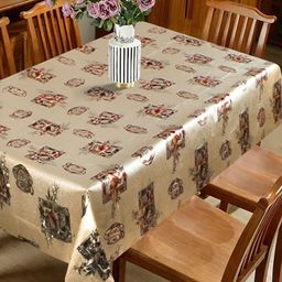 Dakshya Industries Gold-Toned Waterproof Plastic 6-Seater Table Cover-37