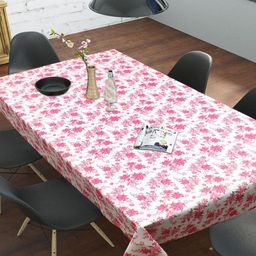 Dakshya Industries Pink Floral Printed 6-Seater Table Cover-20
