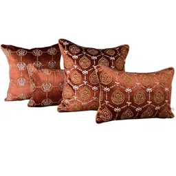TARA- Sparkling Homes Orange & White Geometric Velvet Rectangle Cushion Cover-picture-18