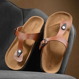 Mast & Harbour Tan Slip-On Comfort Sandals-image-76