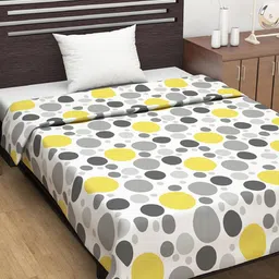 Divine Casa White & Yellow Polka Dots AC Room 110 GSM Reversible Single Bed Dohar-image-70