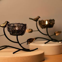 Homesake Black & Gold-Toned Set of 2 Candle Holder-14