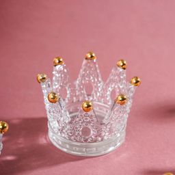 Nestasia Transparent & Gold-Toned Textured Crown Candle Holder-image-18