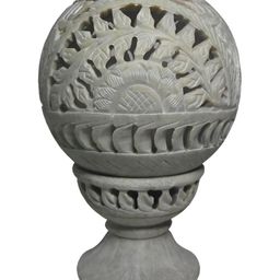 Avinash Handicrafts Beige Textured Stoneware Ball shape Candle Holder-5