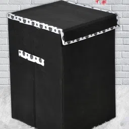 Kuber Industries Set Of 2 Black & White Printed Non Woven Foldable Laundry Baskets image 4