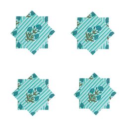 HANDICRAFT PALACE Green 6 Pieces Printed Cotton Table Napkins-47