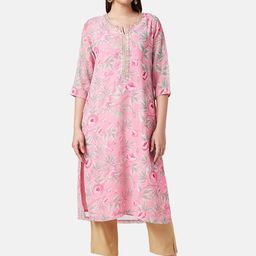 RANGMANCH BY PANTALOONS Floral Printed Thread Work Georgette Kurta-picture-33