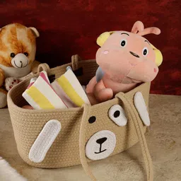 FABINALIV Kids Beige & White Self-Design Multipurpose Foldable Organiser-23